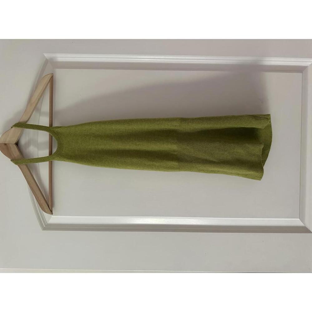 NWT KaufmanFranco Cashmere Chartreuse Ribbed Halter Top Size M